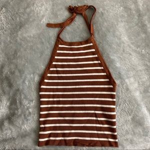 Forever 21 brown and white striped top